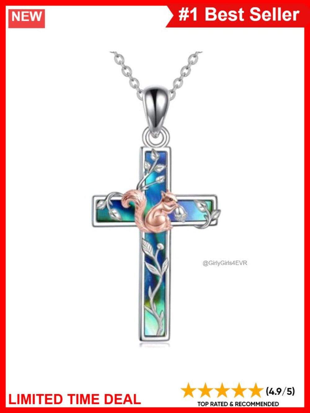 Cross Necklace 925 Sterling Silver Abalone Shell Pendant Religious Jewelry